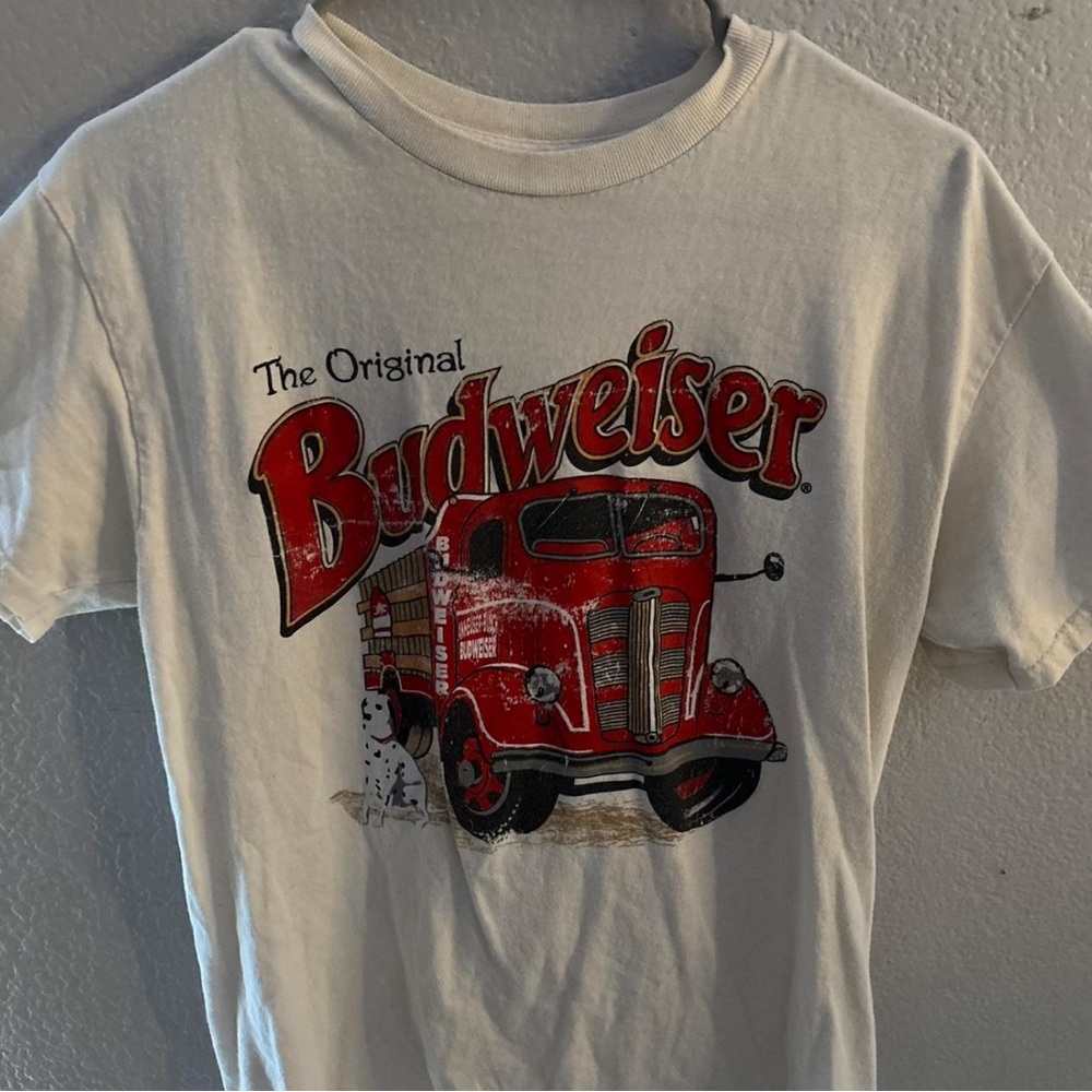 Budweiser Women’s Tee with Red Vintage Truck Graphic